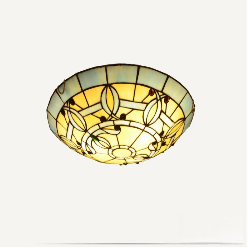 Tiffany Retro LED Flush Mount Ceiling Light Stained Glass Bedroom