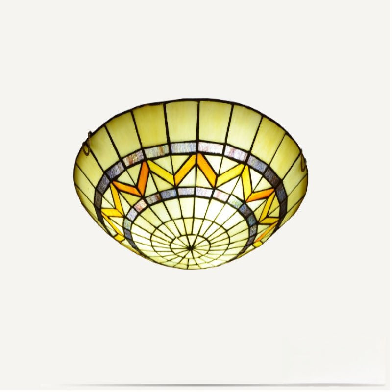 Tiffany Retro LED Flush Mount Ceiling Light Stained Glass Bedroom