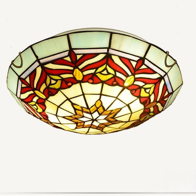 Tiffany Retro LED Flush Mount Ceiling Light Stained Glass Bedroom