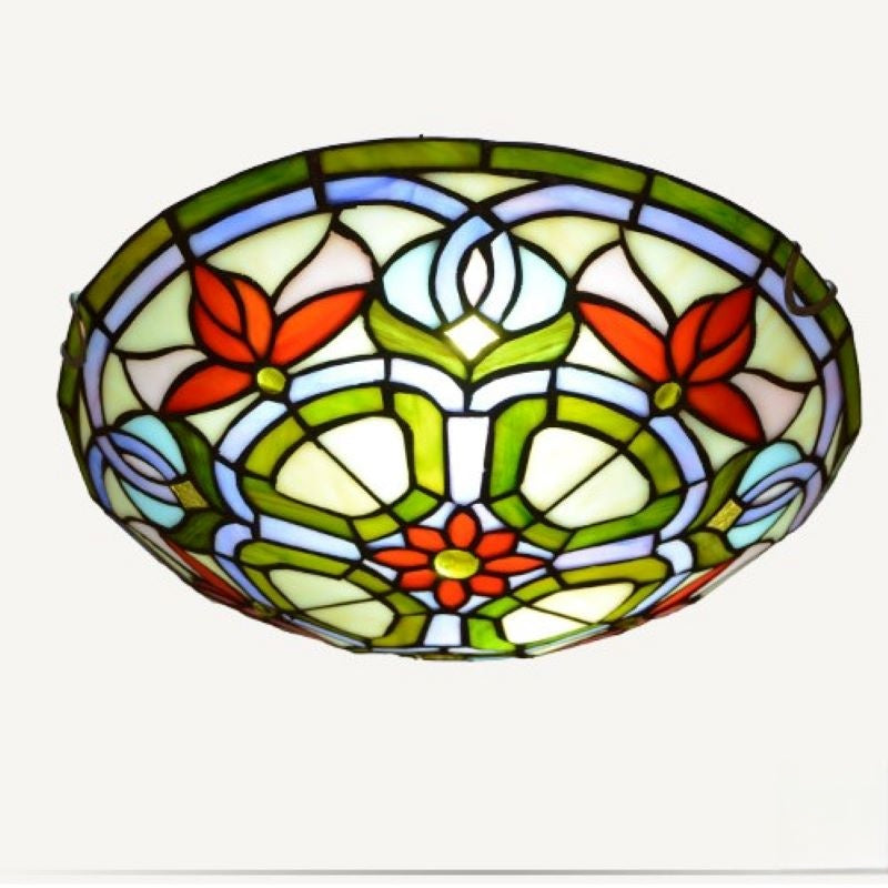 Tiffany Retro LED Flush Mount Ceiling Light Stained Glass Bedroom