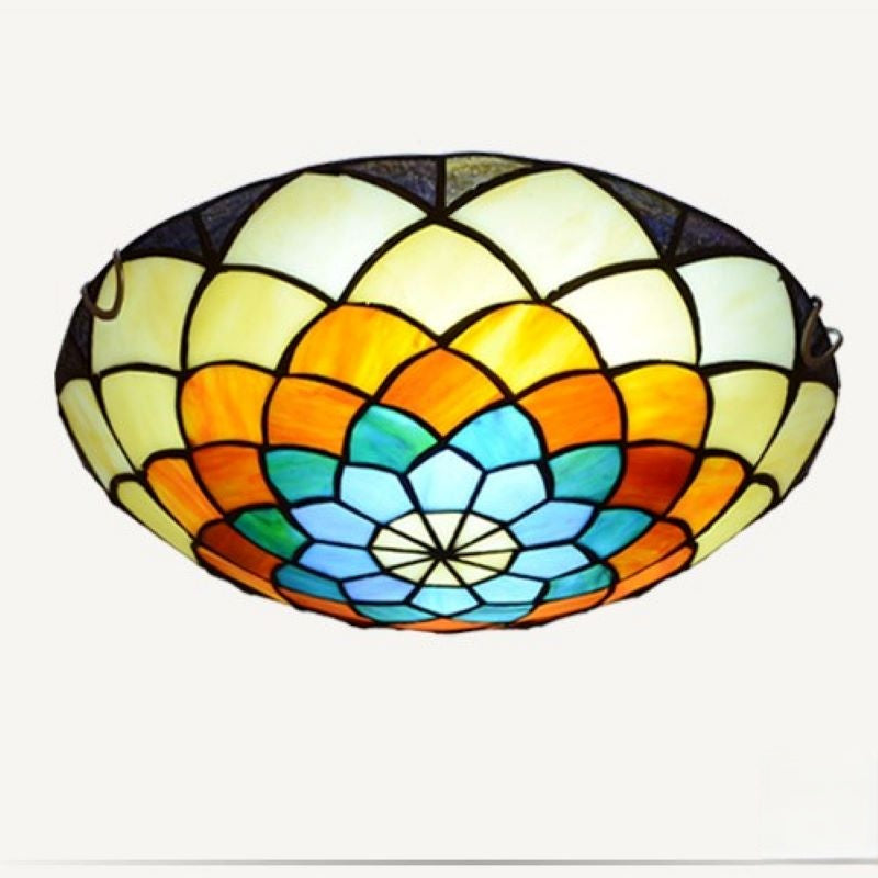 Tiffany Retro LED Flush Mount Ceiling Light Stained Glass Bedroom