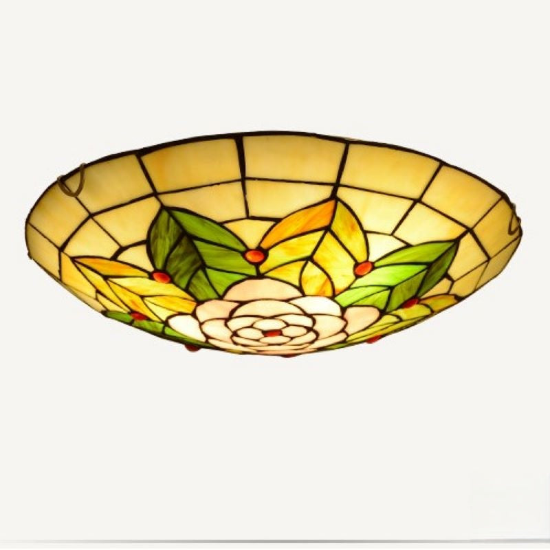Tiffany Retro LED Flush Mount Ceiling Light Stained Glass Bedroom