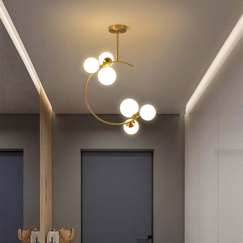 Valentina Modern Glass Globe Pendant Light, Metal & Glass, 3 Style