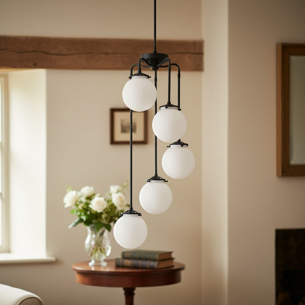 Pearl Glass Brass Chandelier
