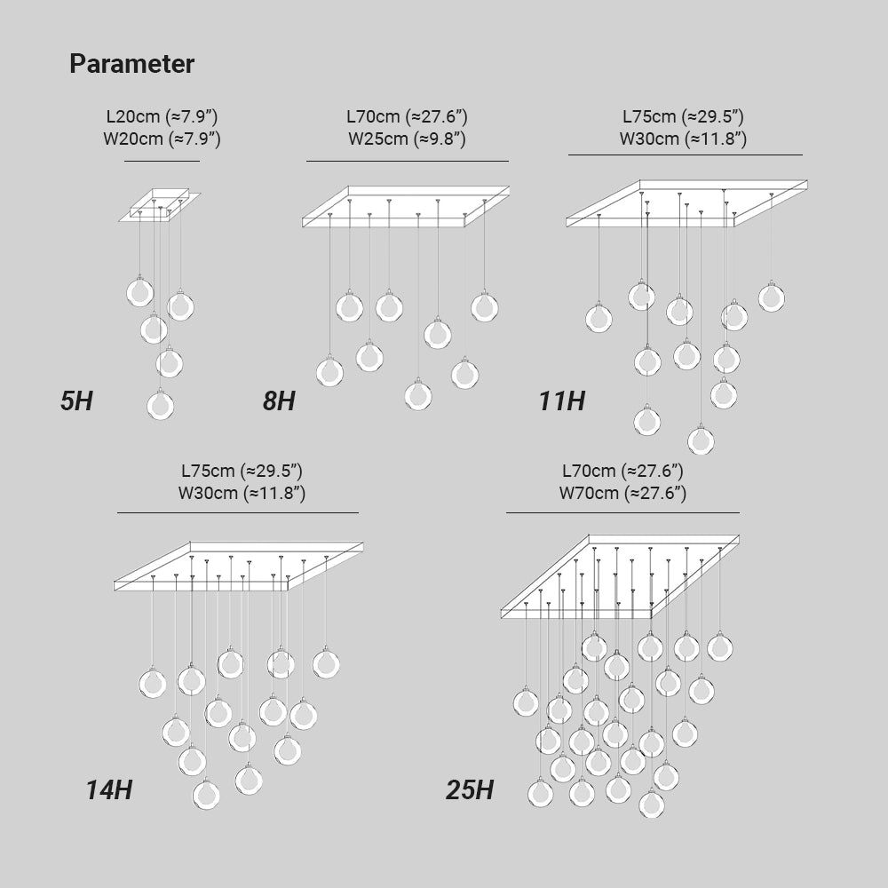 Arisha Multi-Heads Globe Cluster Chandelier Glass Dining Room Living Room - Letslighting