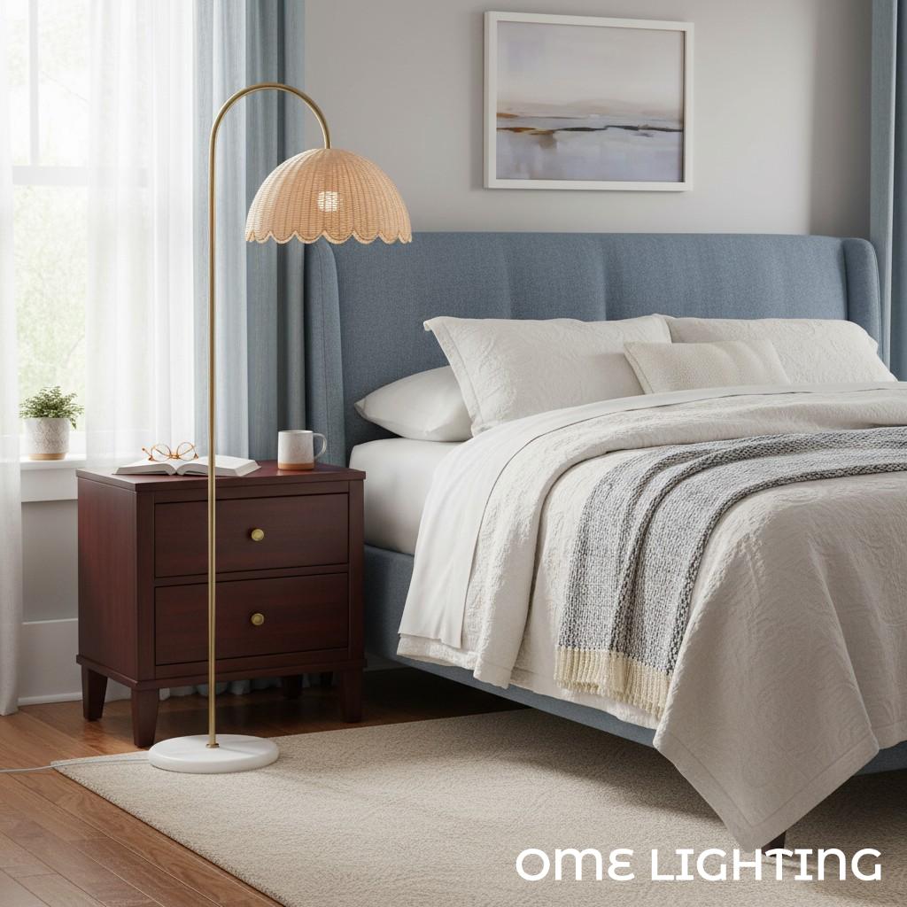 Fungi Floor Lamp Rattan Metal Wood