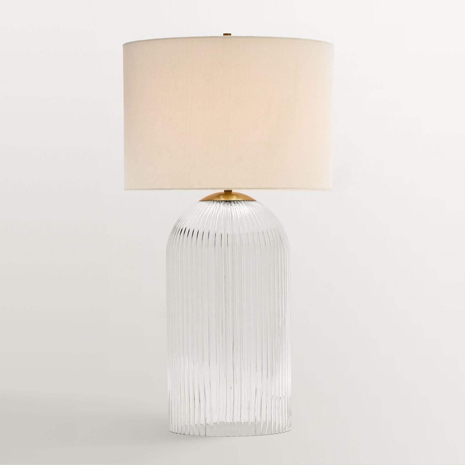 Haze Glass Table Lamp with Linen for Living Rooms