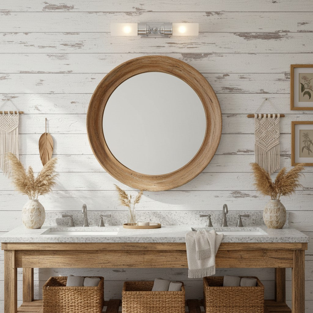 Elite Double Glass Contemporary Tube Wall Sconce Bathroom