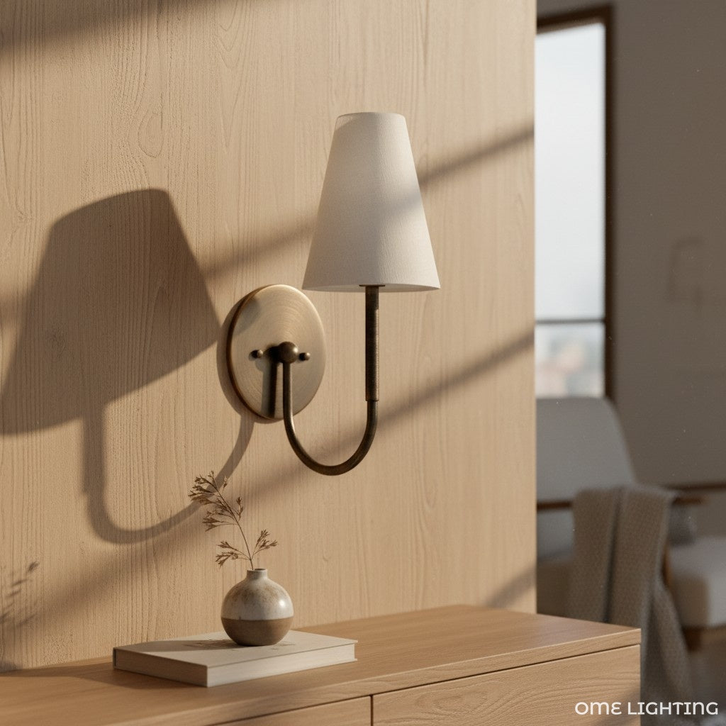 Disc Traditional Linen Wall Sconce Bedrooms