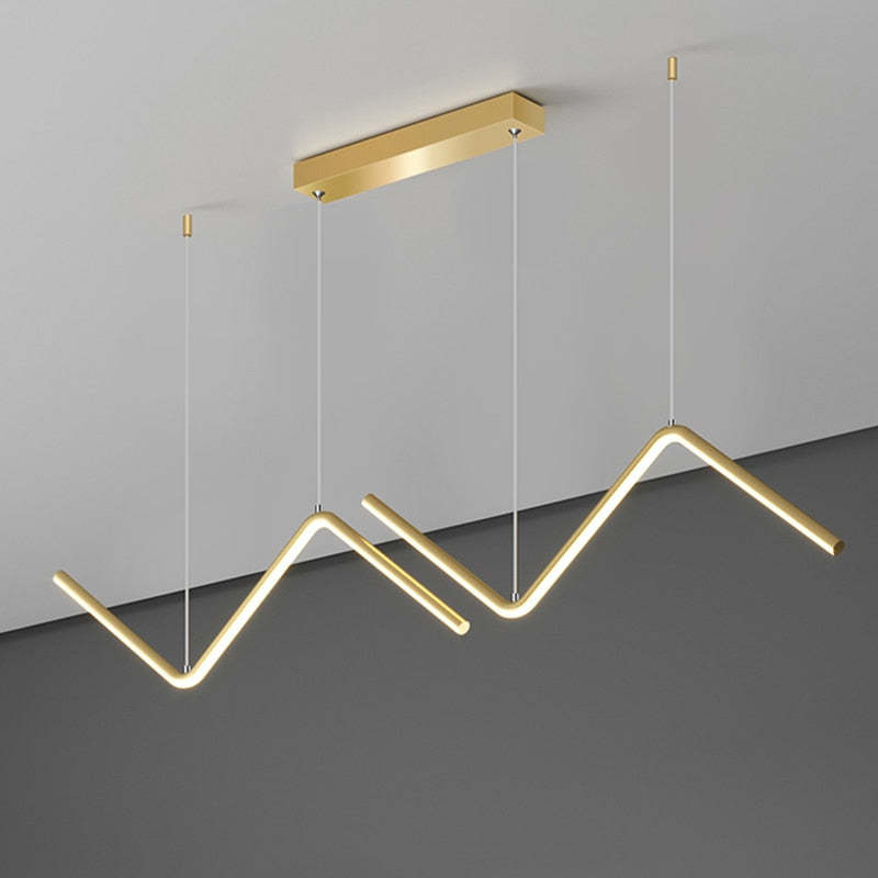 Arisha Modern Wavy Linear Pendant Light Double - Letslighting