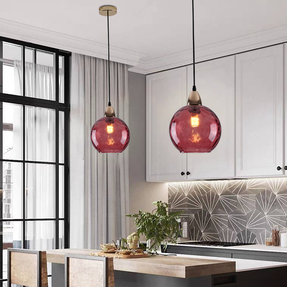 Valentina Colorful Glass Ball Pendant Light Water Ripple Living Room