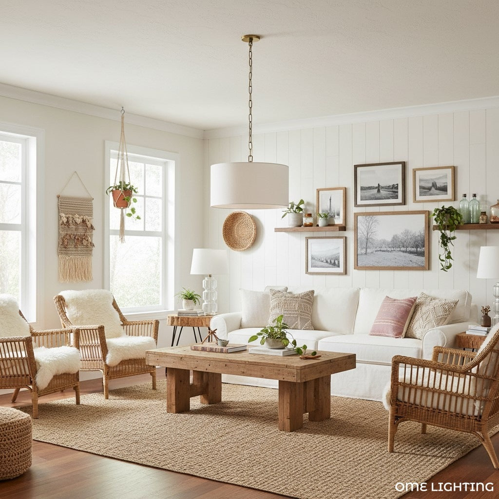 Rowan Linen Drum Pendant Light For Kitchen