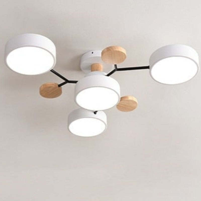 Arisha Geometric Flush Mount Ceiling Light Acrylic/Wood Living Room - Letslighting
