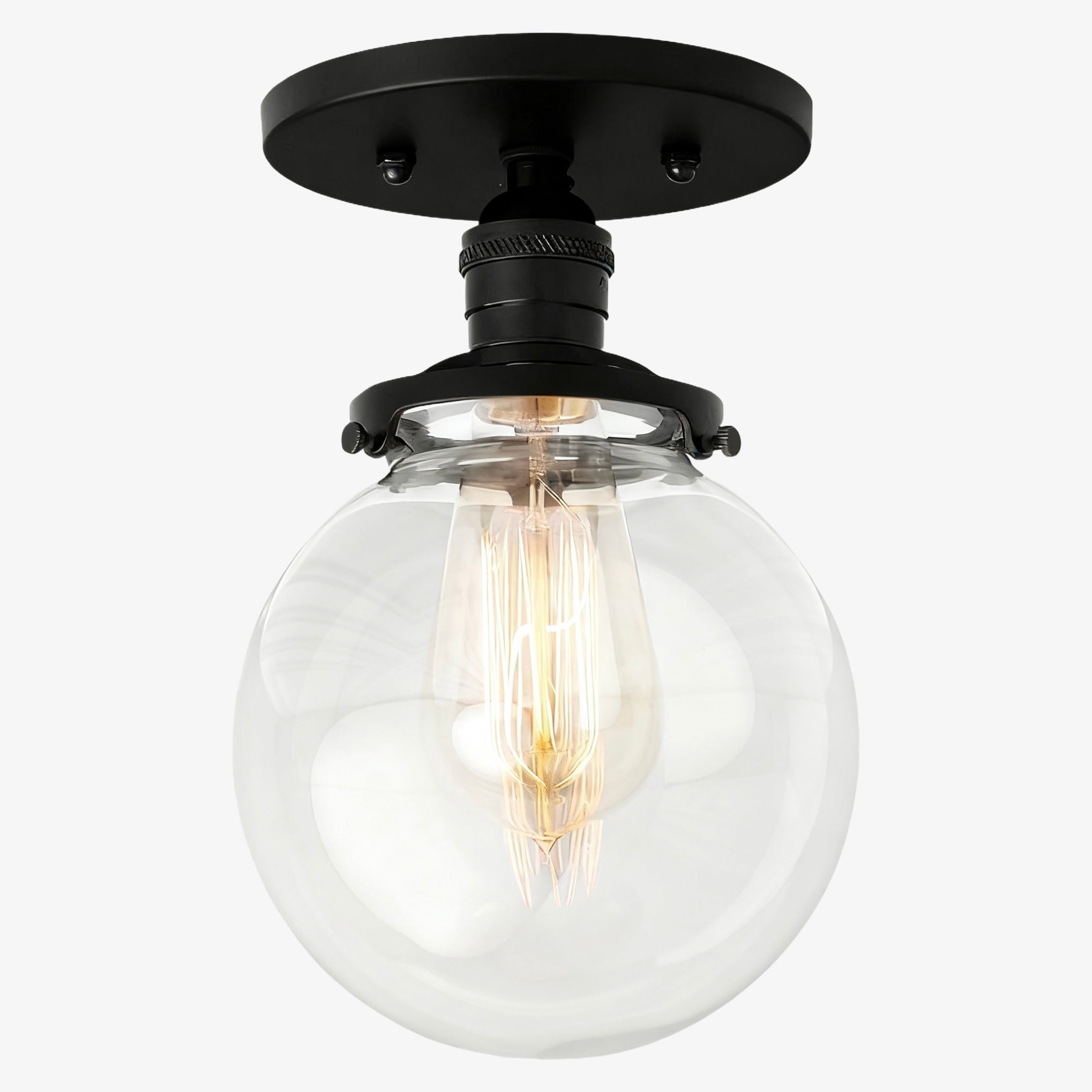 Pearl Clear Glass Retro Globe Ceiling Light Bedroom