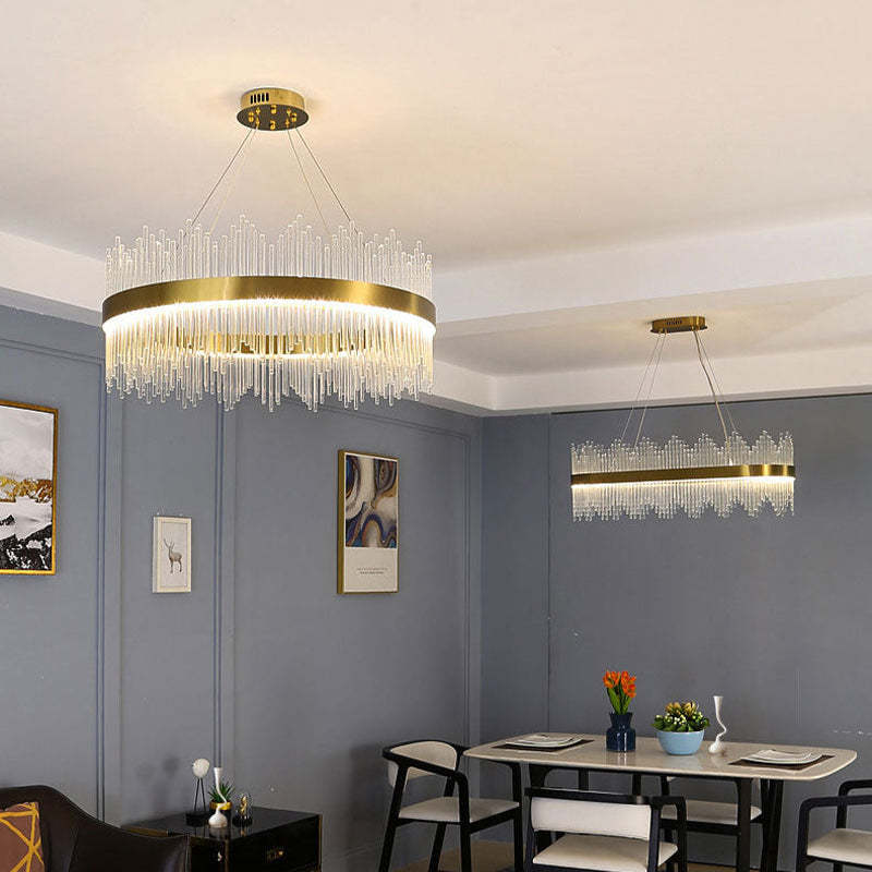 Kristy Modern Round Rectangular Chain Chandelier - Letslighting