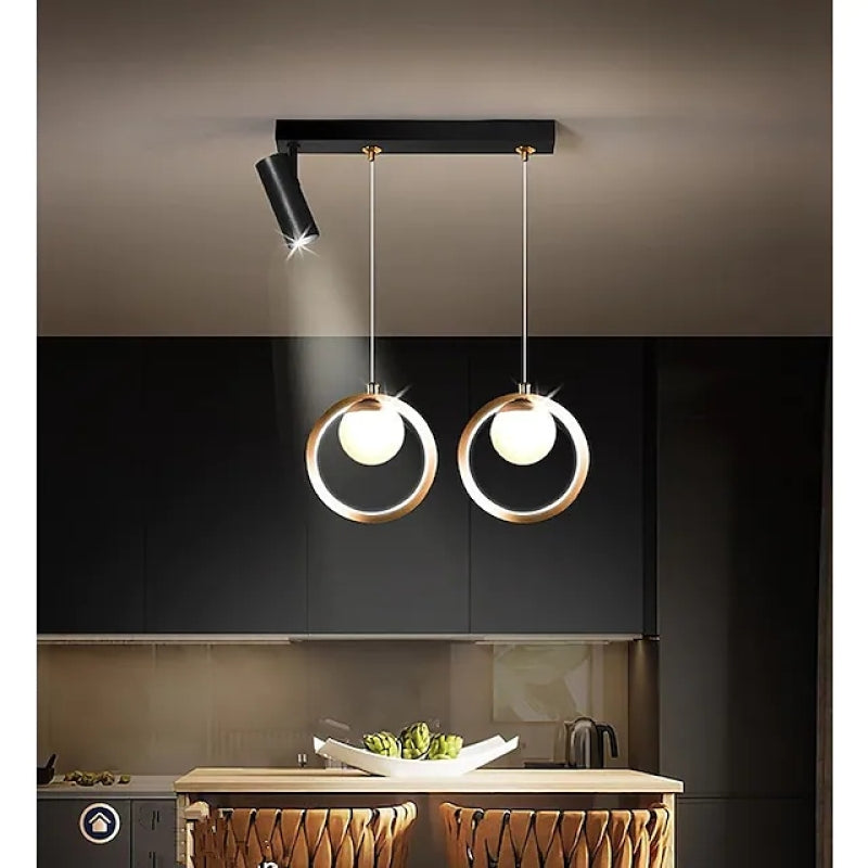 Arisha Modern Metal Multi Ring Pendant Light With Spotlight, Glass/Metal