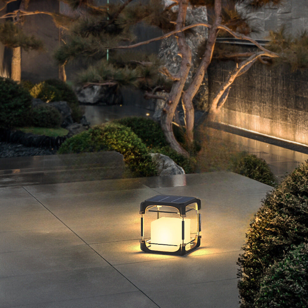 Ray Simple Cube Cuboid Outdoor Floor Lamp Hardwired Solar