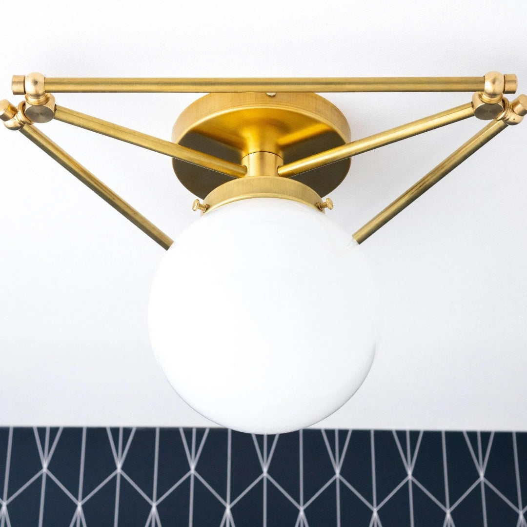 Pearl Geometric Brass Flush Mount Ceiling Light