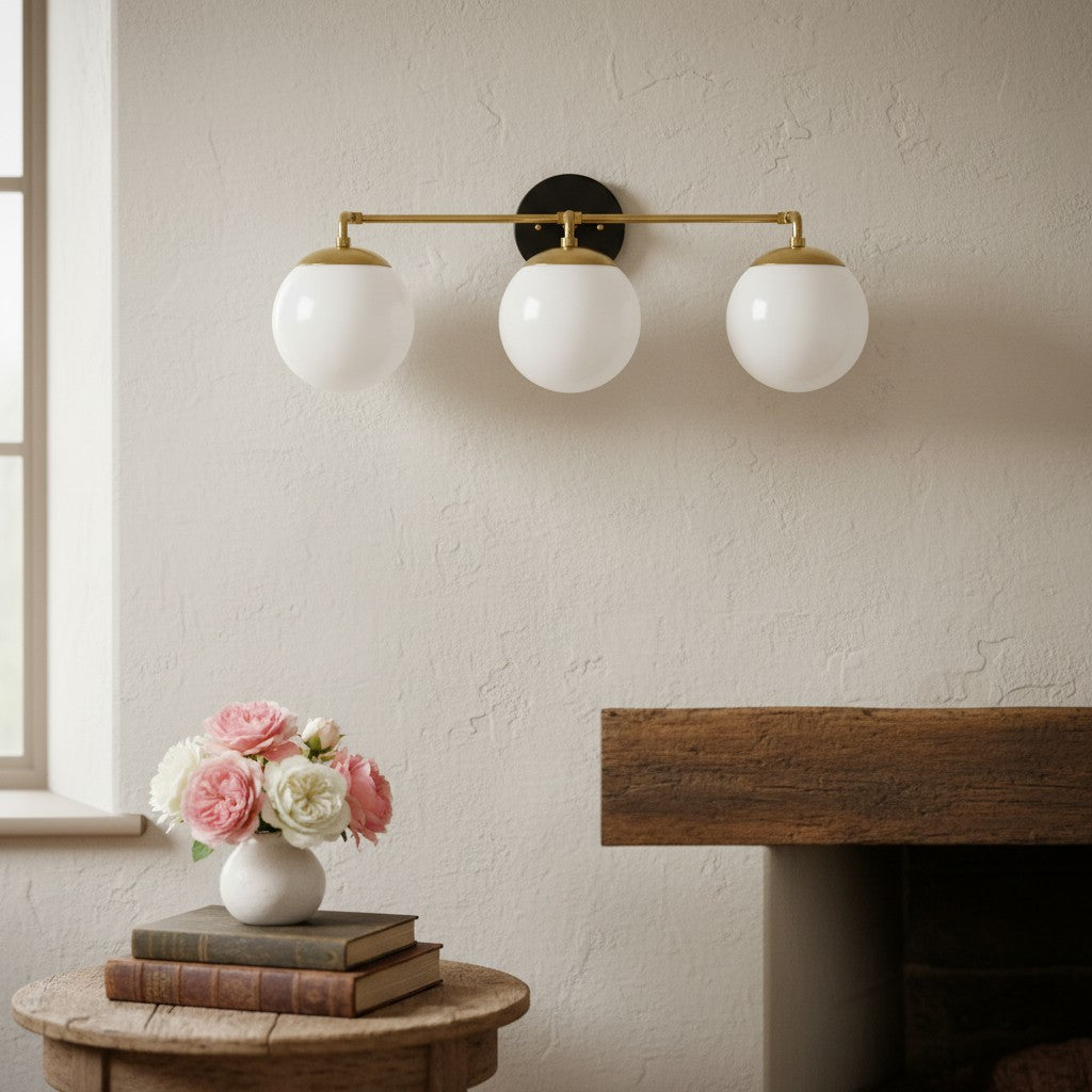 Pearl 2/3-Light Wall Sconce Milk Glass Hallway
