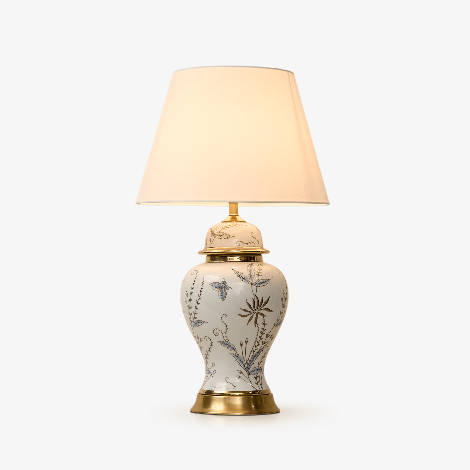Gilt Elegant Fabric & Ceramics Table Lamp