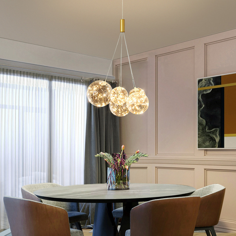 Valentina Glass Globe Bubble Pendant Light LED, 3/5/9/15 Heads