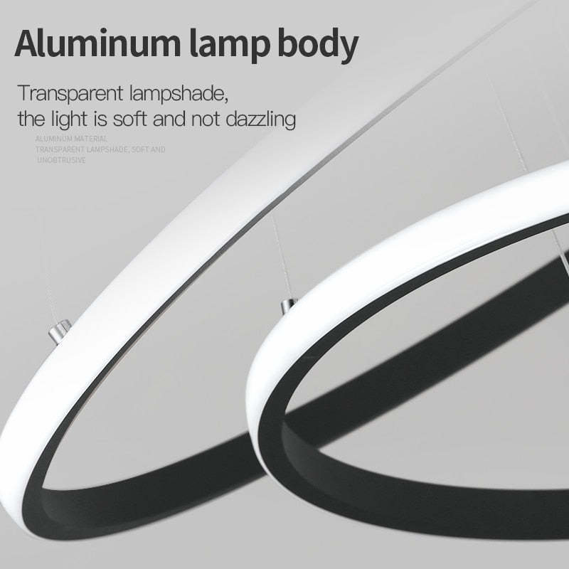 Arisha Modern Ring Metal/Silicon Pendant Light, 2/3/4 Rings
