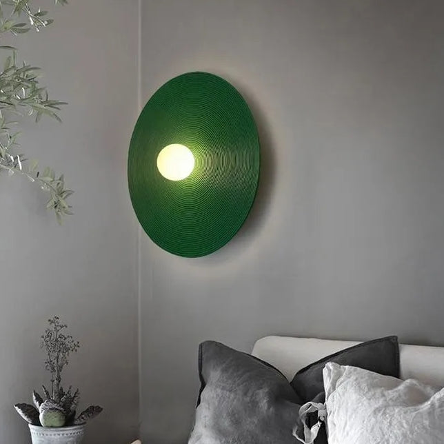 Aria Modern Round Indoor Wall Lamp Wood Bedroom Living Room