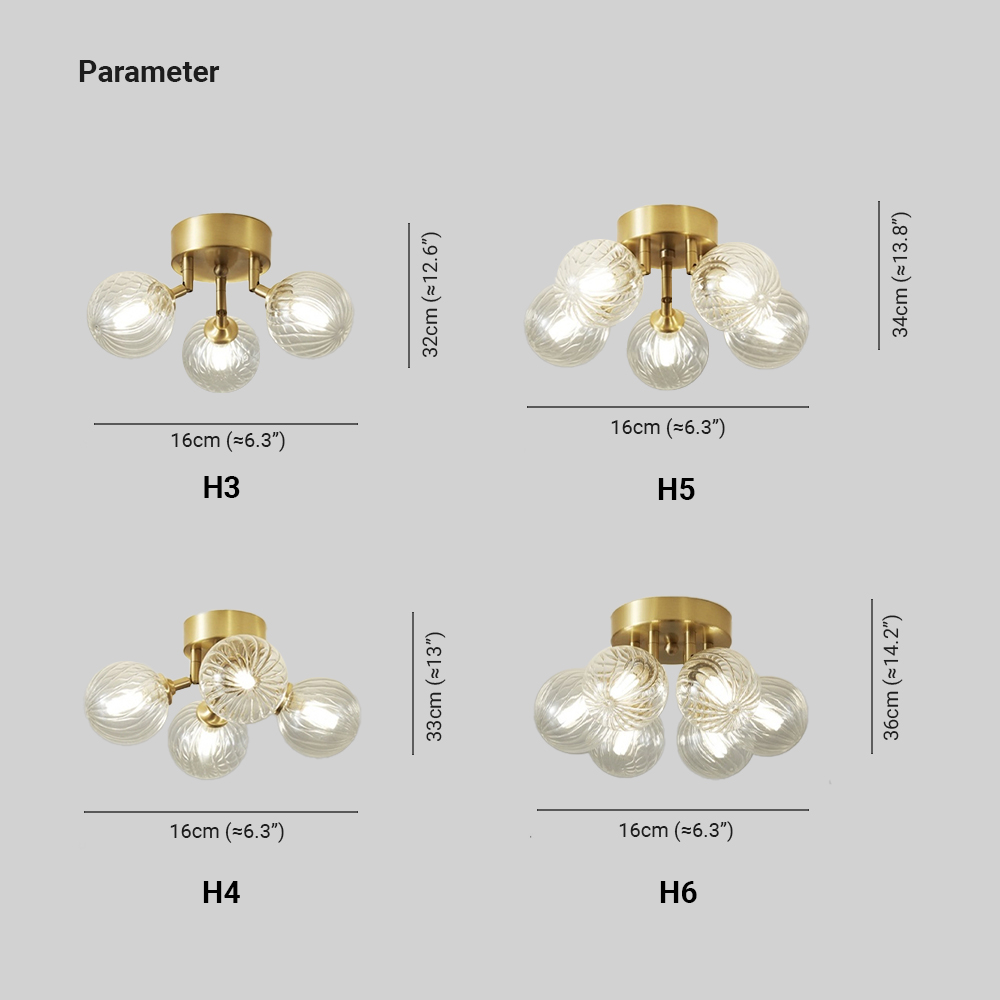 Valentina Modern Bubble Brass & Glass Ceiling Light