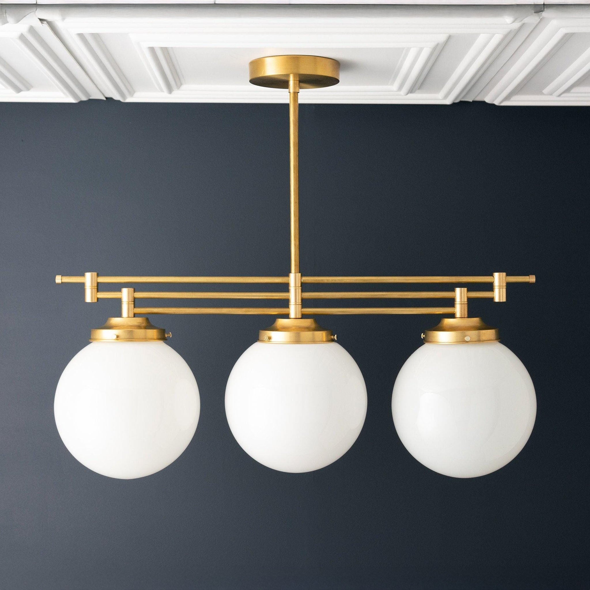 Pearl Brass Globe Pendant Light Living Room