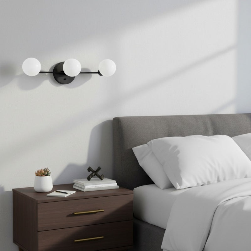 Pearl 3-Light Milk Glass Globe Wall Sconce Mid-Century Light