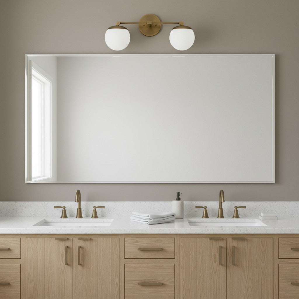 Pearl Milk Glass Brass Wall Sconce Bathroom