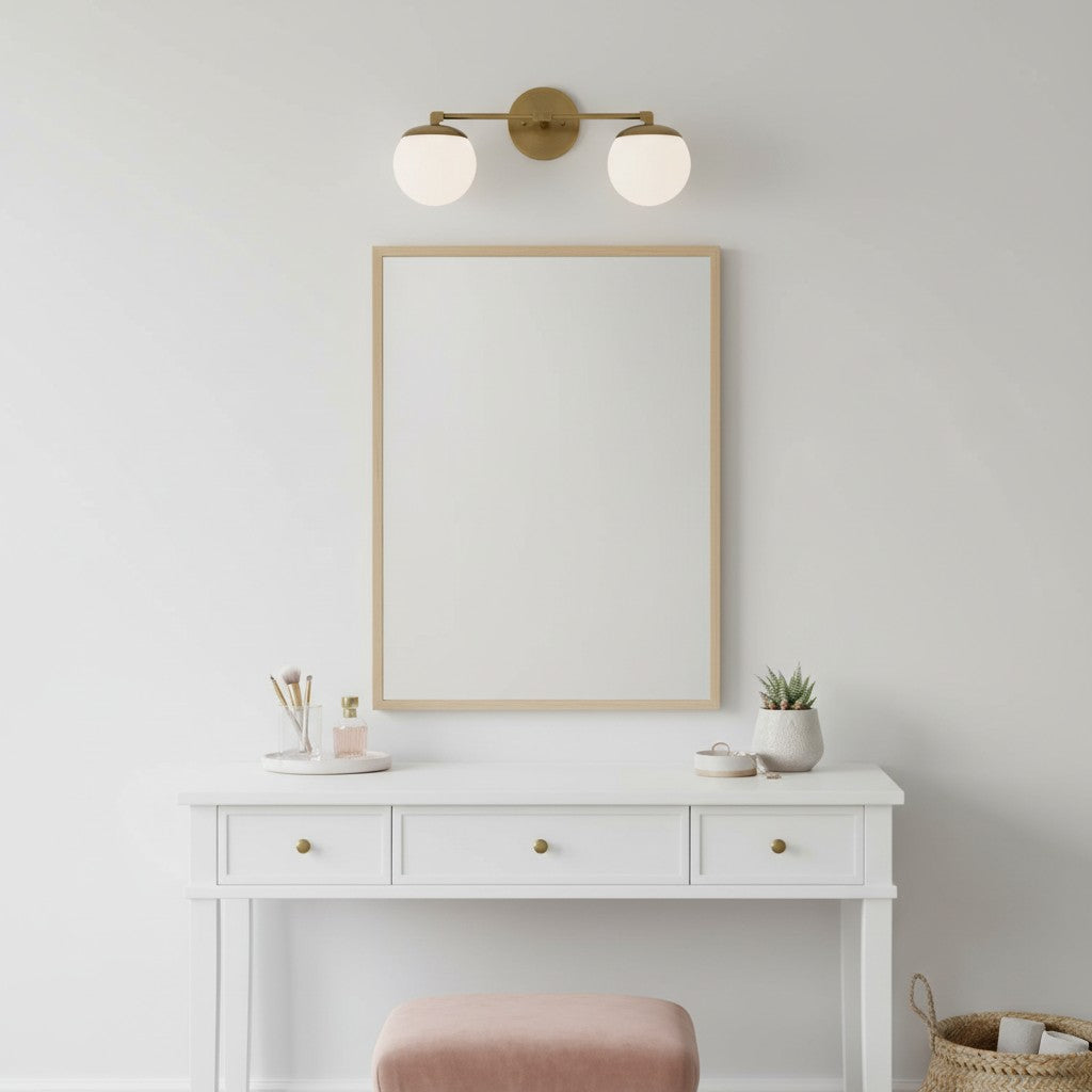 Pearl Milk Glass Brass Wall Sconce Bathroom