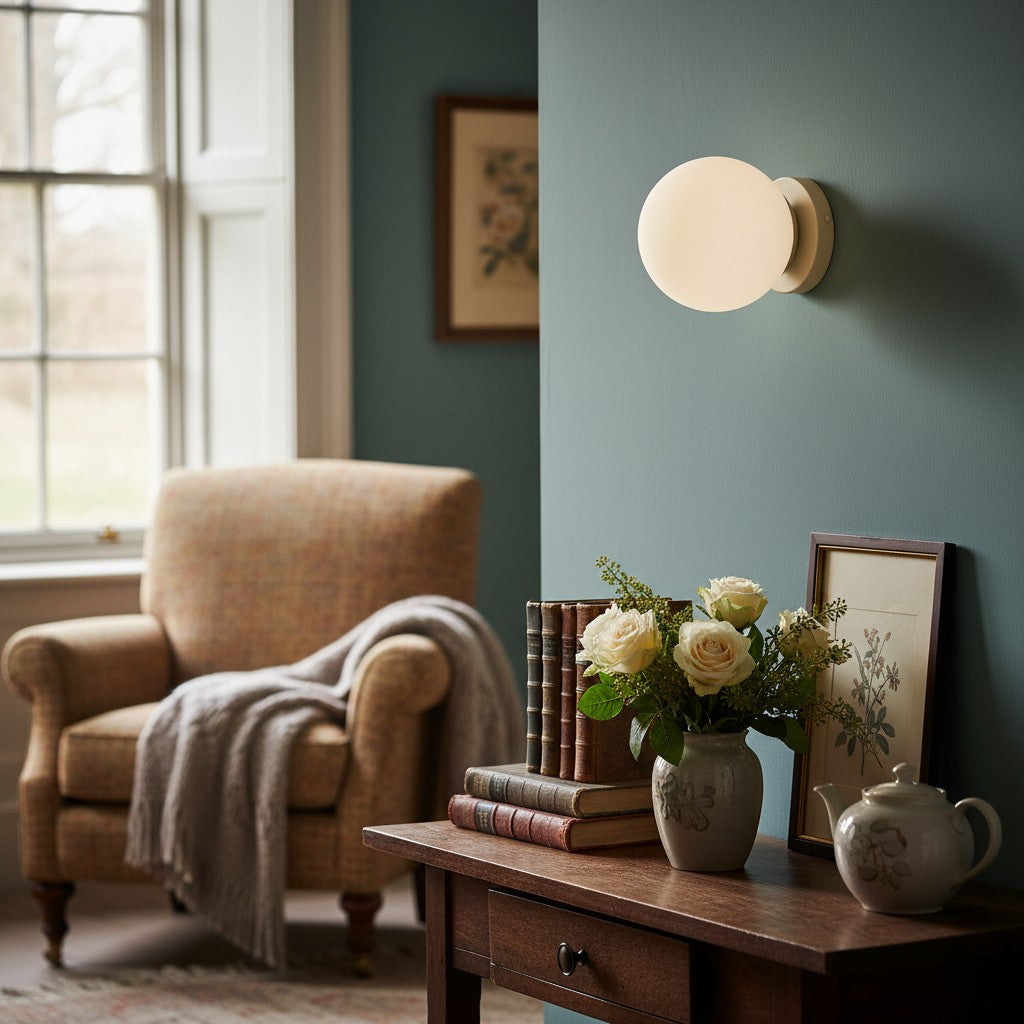 Pearl Glass Globe Wall Sconce Modern Minimalist Light
