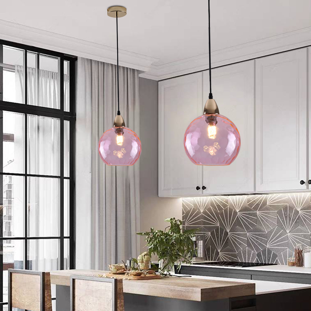 Valentina Colorful Glass Ball Pendant Light Water Ripple Living Room