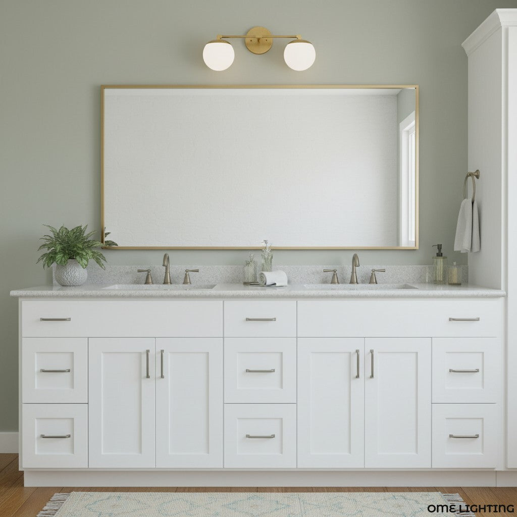 Pearl Milk Glass Brass Wall Sconce Bathroom