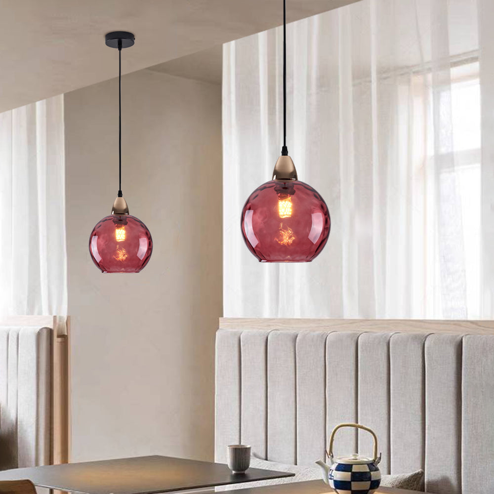 Valentina Colorful Glass Ball Pendant Light Water Ripple Living Room