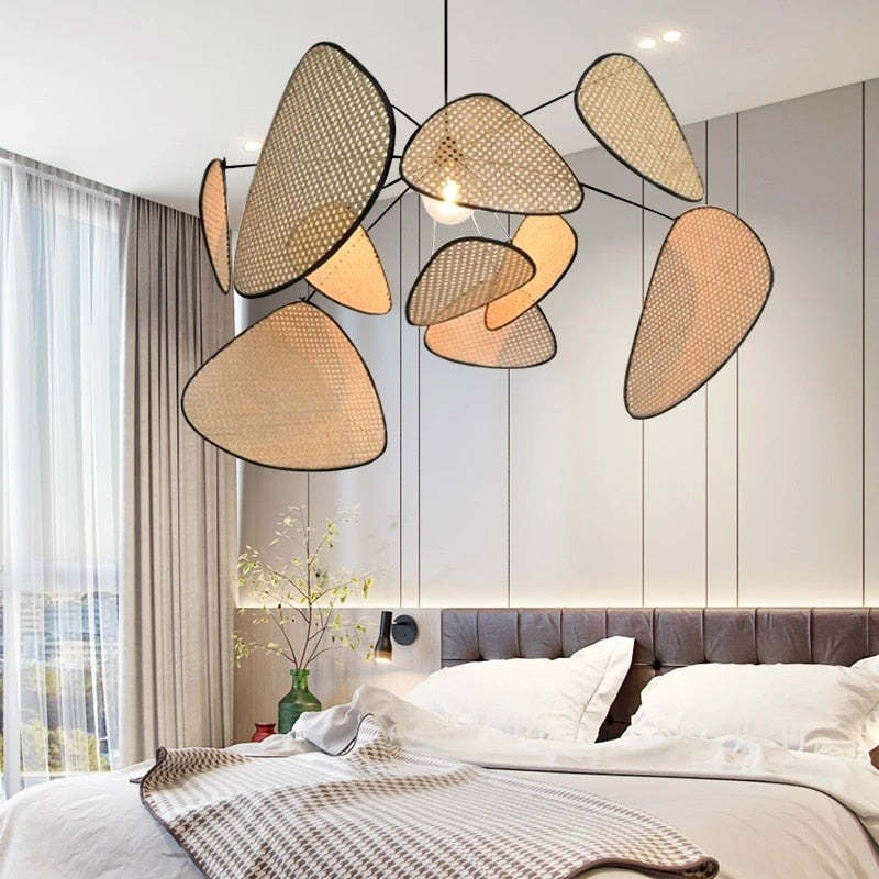 Ritta Pendant Light Leaf Grid, Rattan/, Bedroom - Letslighting