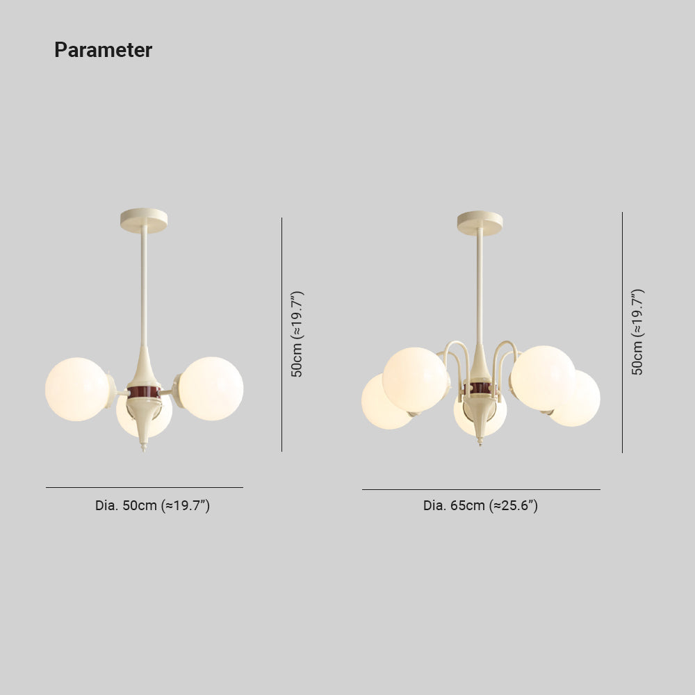 Valentina French LED Chandelier Milky White Cream Living Room - Letslighting