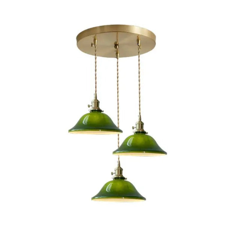 Valentina Rustic Vintage LED Pendant Light Copper Glass Dining Room
