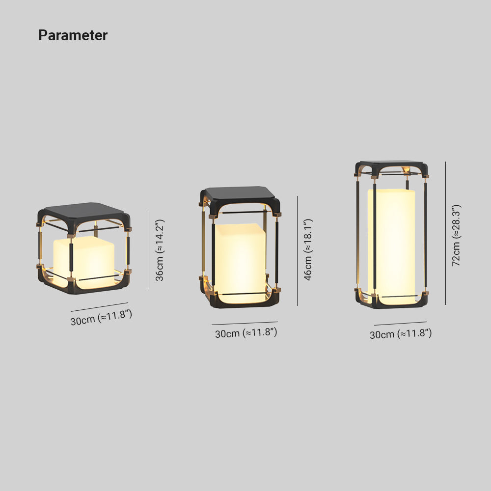 Ray Simple Cube Cuboid Outdoor Floor Lamp Hardwired Solar