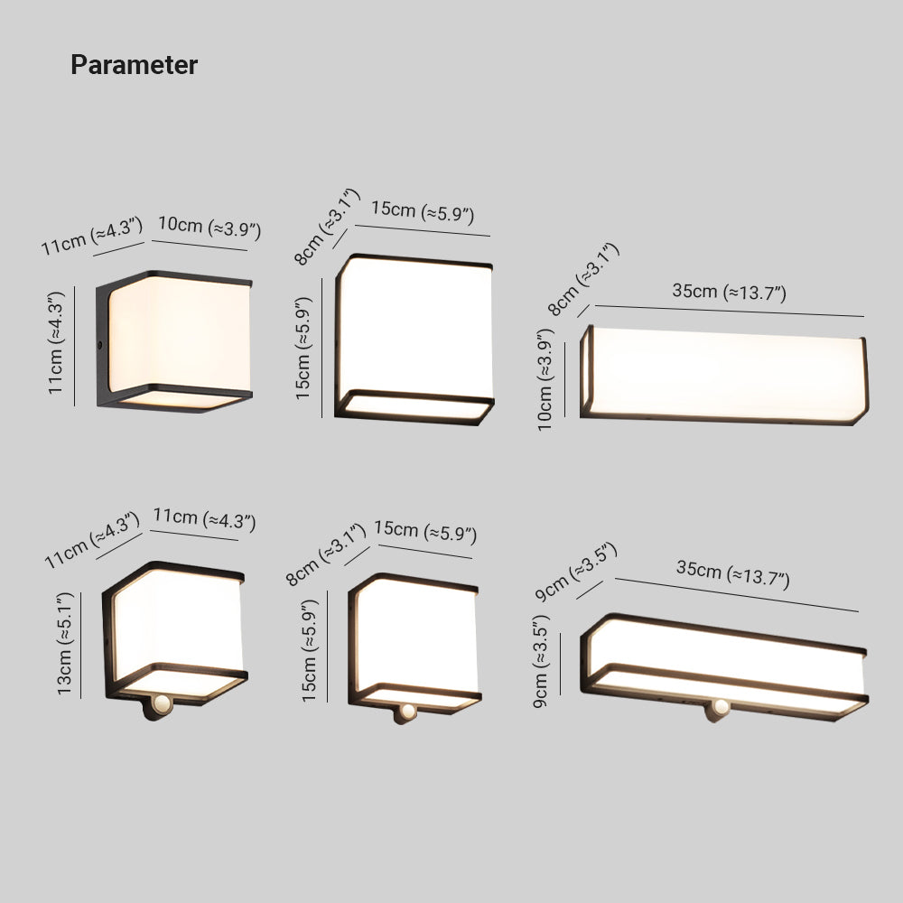 Ray Modern Minimalist Rectangular Acrylic Sensor Solar Outdoor Wall Lamp - Letslighting