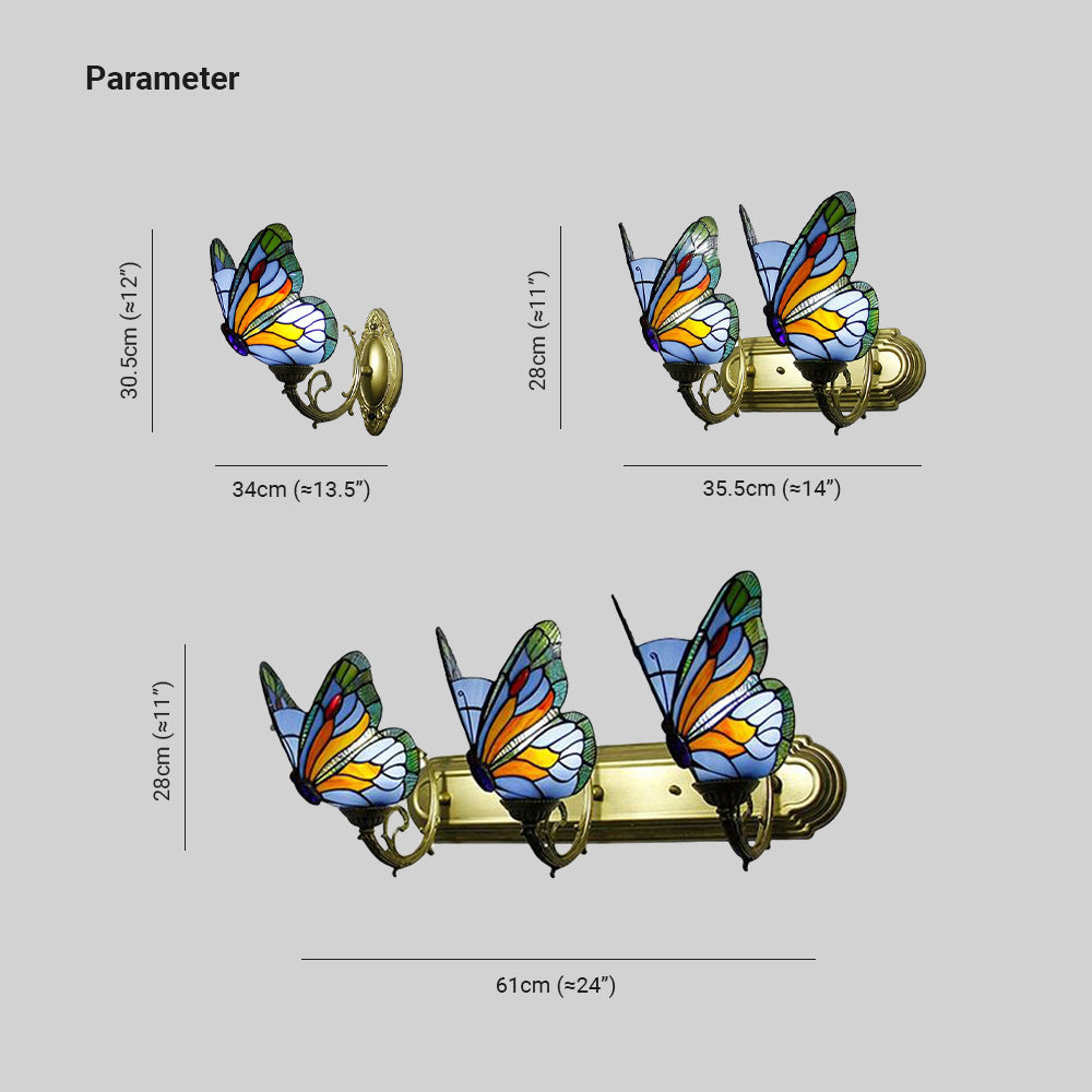 Arisha Artistic Butterfly Metal Glass Lamps Wall Multi-Color Light