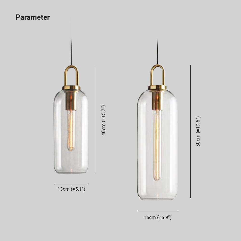 Valentina Clear& Glass Cylinder Pendant Light, 2 Color