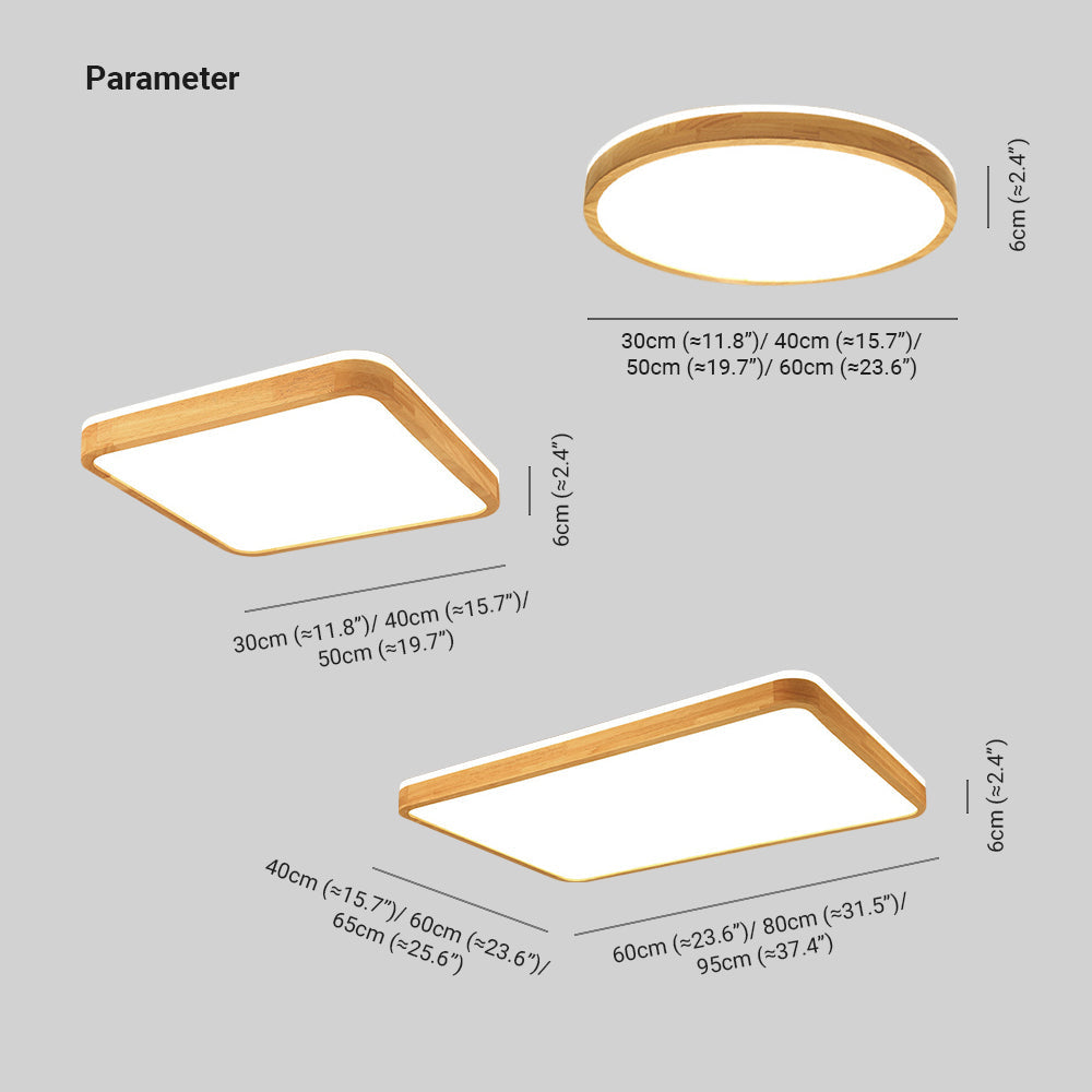 Muto Nordic Acrylic/Wood Flush Mount Ceiling Light Wood - Letslighting