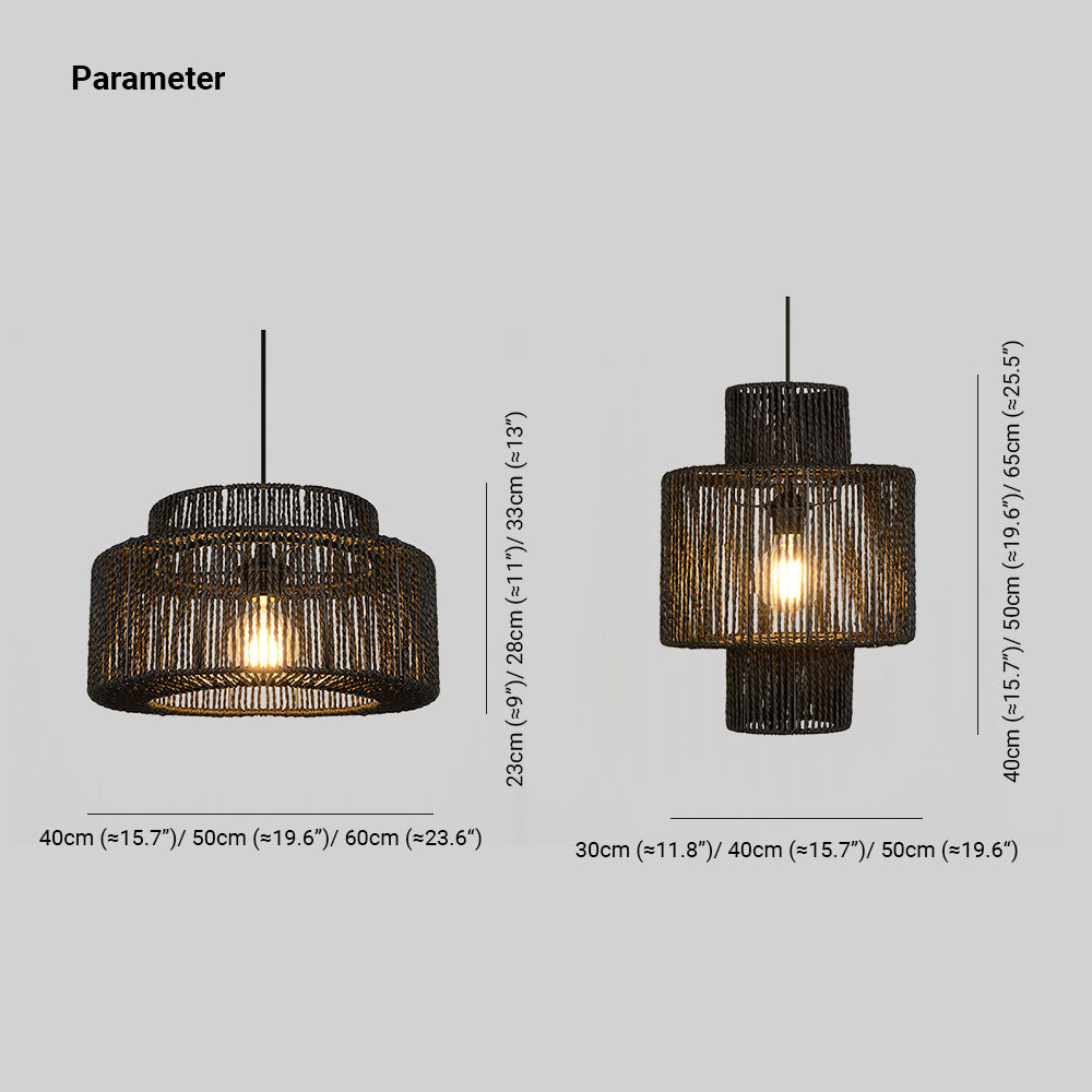 Muto Farmhouse Retro Rustic Drum Hanging Pendant Light