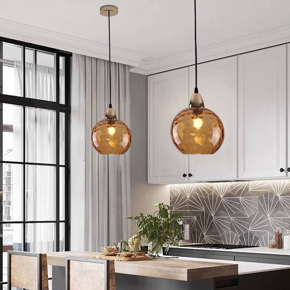 Valentina Colorful Glass Ball Pendant Light Water Ripple Living Room