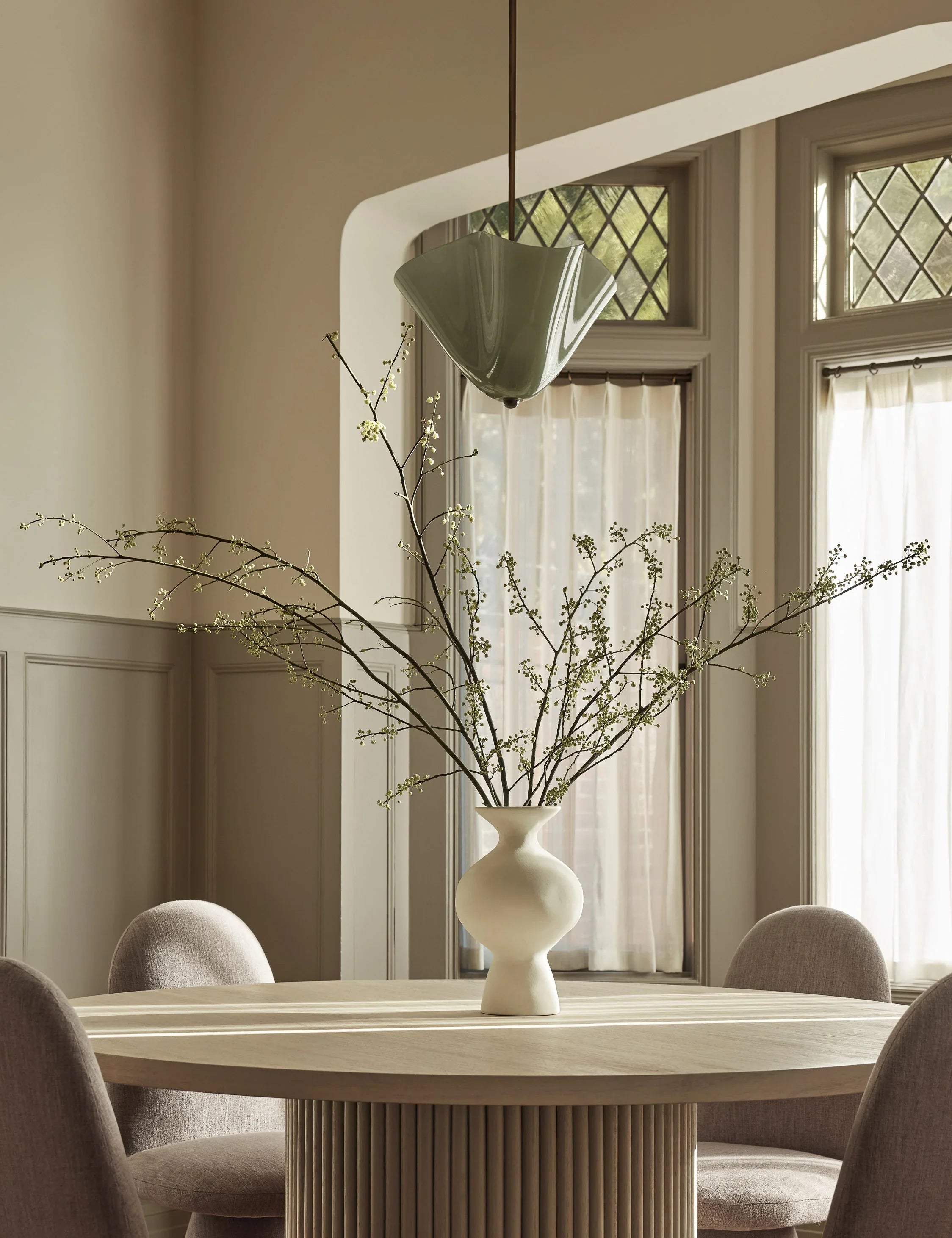 Musa Brass Pendant Light Golden Glass Dining Room