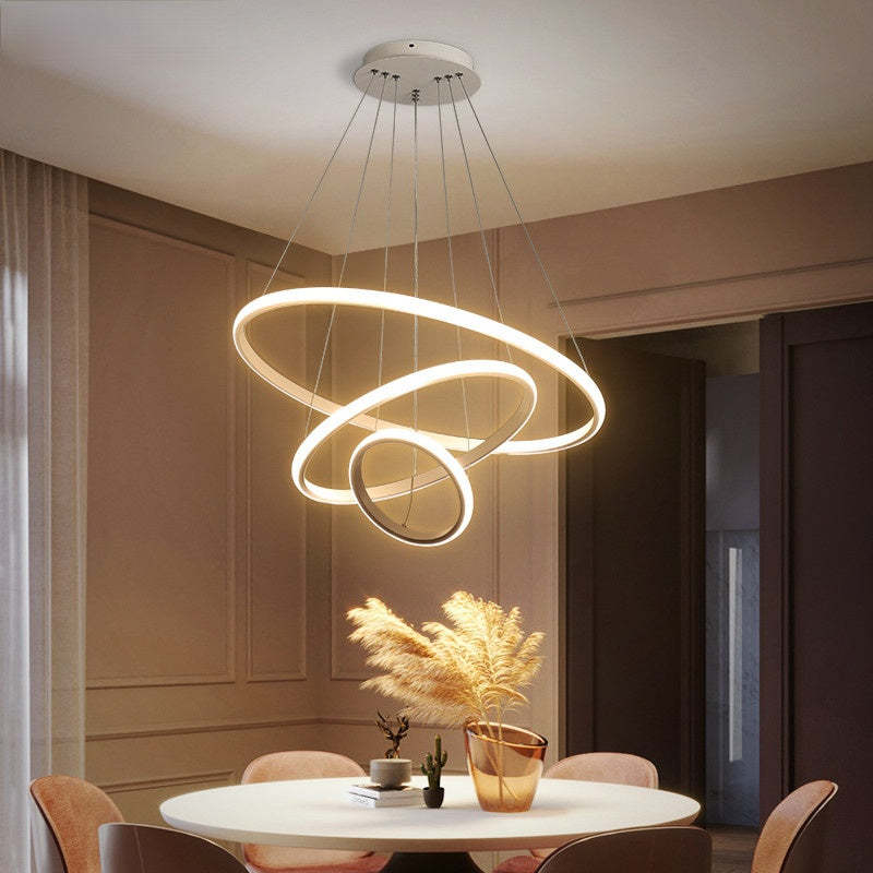 Arisha Modern Ring Metal/Silicon Pendant Light, 2/3/4 Rings