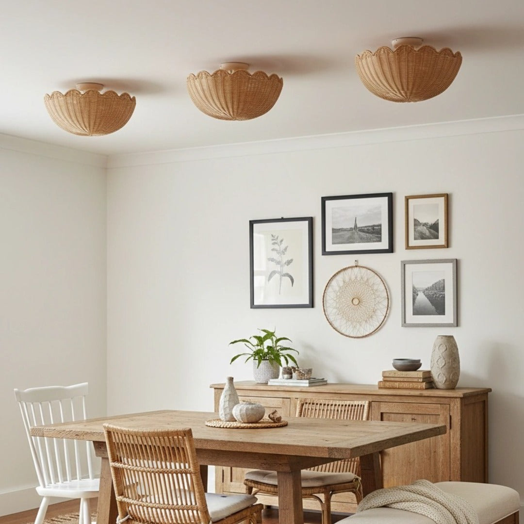Fungi Celling Light Rattan&Metal