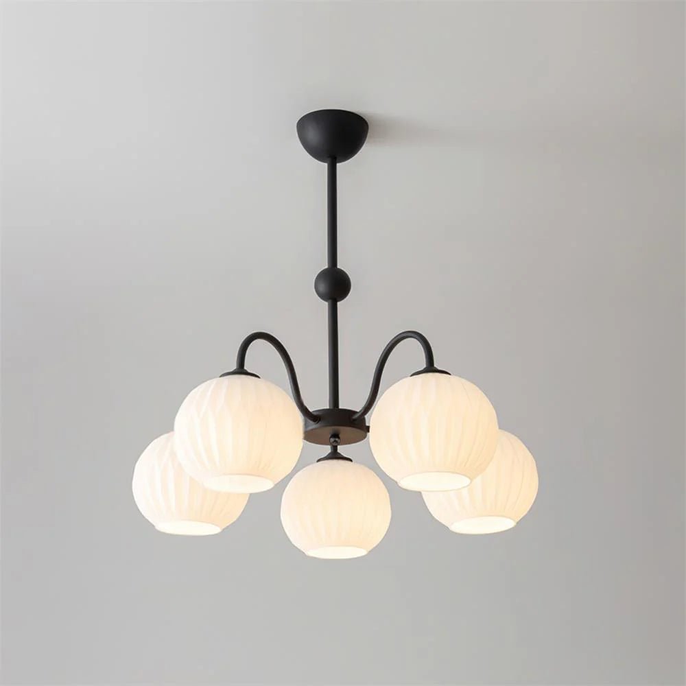 Lustra Chandelier Green Ribbed Glass Modern 8-Light - Letslighting